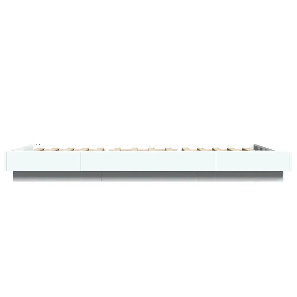 Letto singolo | Letto per adulti | Giroletto con Luci LED Bianco 100x200 cm in Legno Massello - Image 6