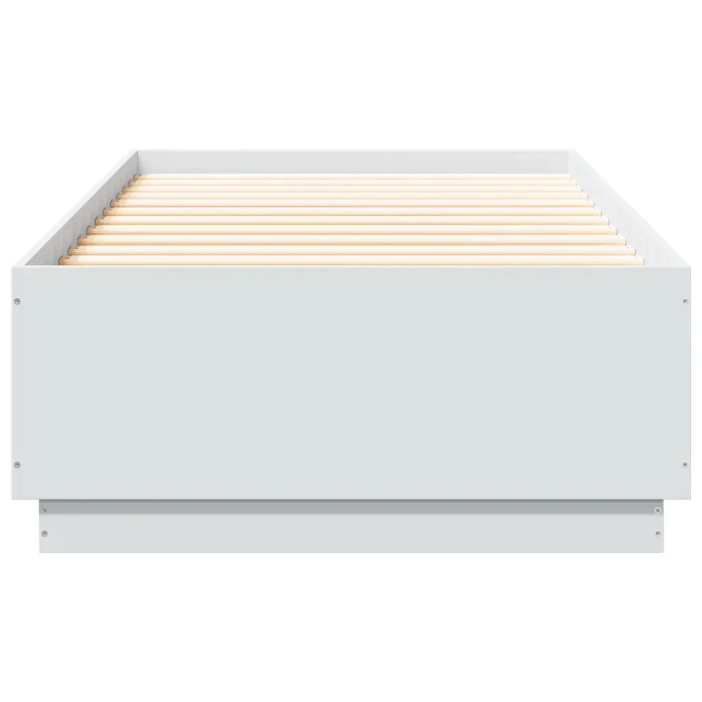 Letto singolo | Letto per adulti | Giroletto con Luci LED Bianco 100x200 cm in Legno Massello - Image 6