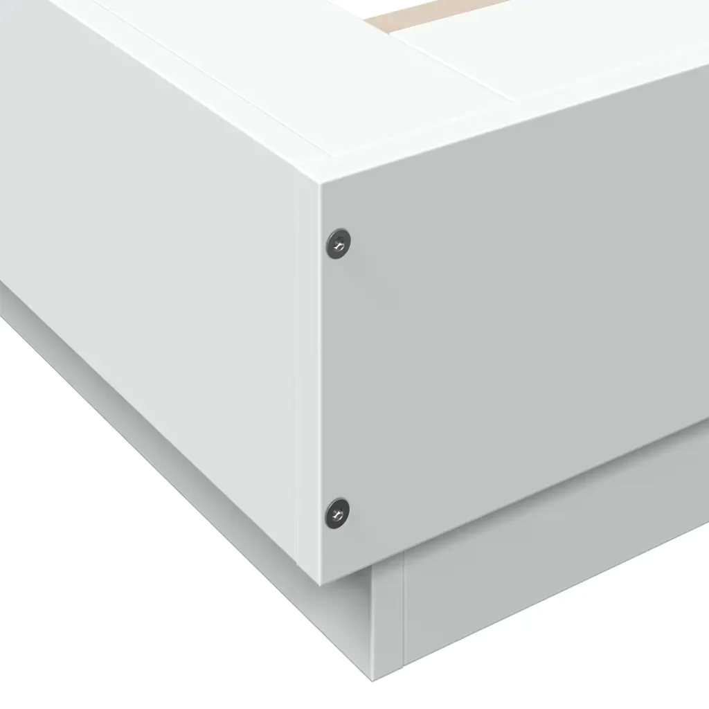 Letto singolo | Letto per adulti | Giroletto con Luci LED Bianco 75x190 cm in Legno Multistrato - Image 10