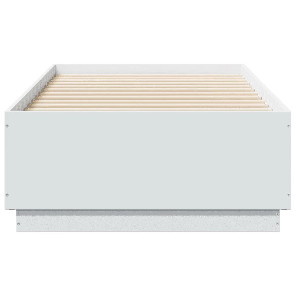 Letto singolo | Letto per adulti | Giroletto con Luci LED Bianco 75x190 cm in Legno Multistrato - Image 6