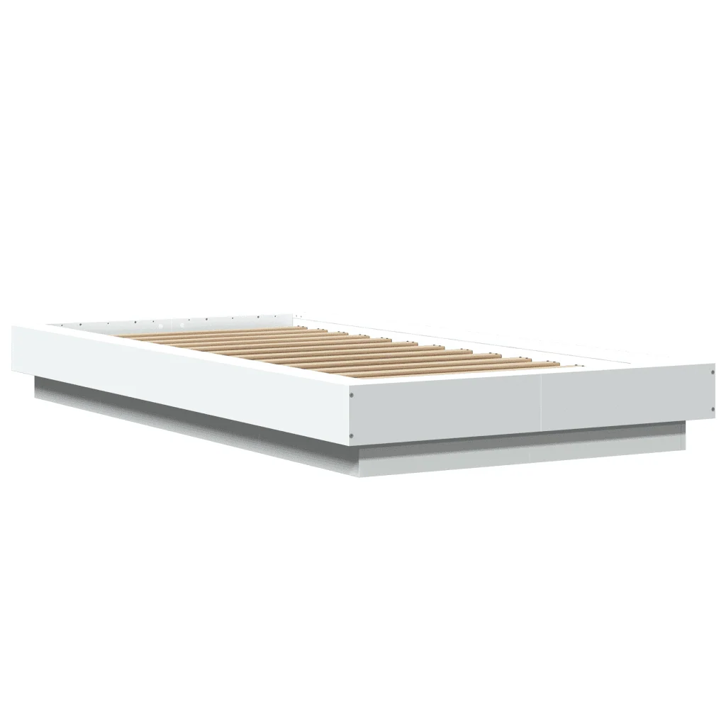 Letto singolo | Letto per adulti | Giroletto con Luci LED Bianco 90x190 cm in Legno Multistrato - Image 3