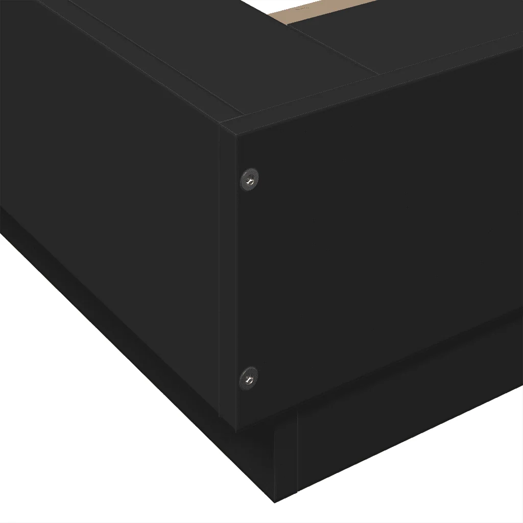 Letto singolo | Letto per adulti | Giroletto con Luci LED Nero 90x190 cm in Legno Multistrato - Image 10