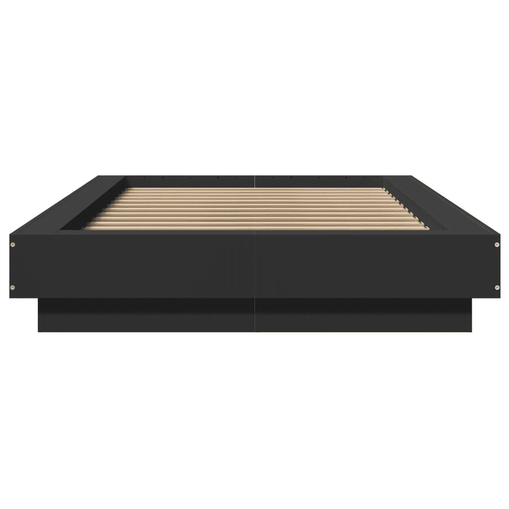 Letto singolo | Letto per adulti | Giroletto con Luci LED Nero 90x190 cm in Legno Multistrato - Image 5