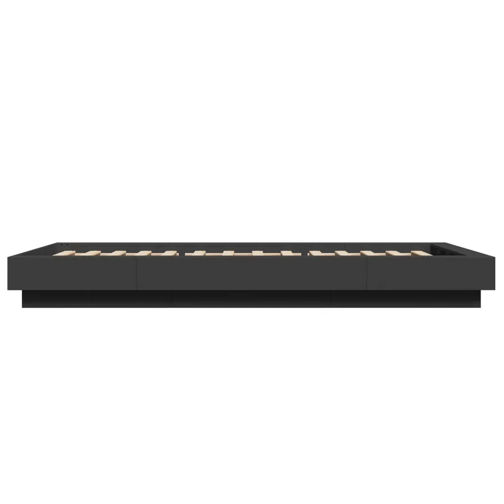Letto singolo | Letto per adulti | Giroletto con Luci LED Nero 90x190 cm in Legno Multistrato - Image 6