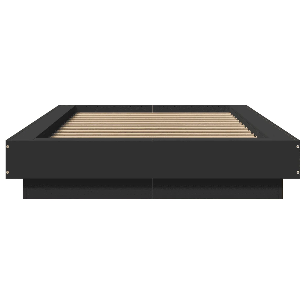 Letto singolo | Letto per adulti | Giroletto con Luci LED Nero 90x200 cm in Legno Multistrato - Image 5