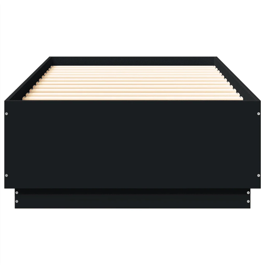 Letto singolo | Letto per adulti | Giroletto con Luci LED Nero 90x200 cm in Legno Multistrato - Image 6
