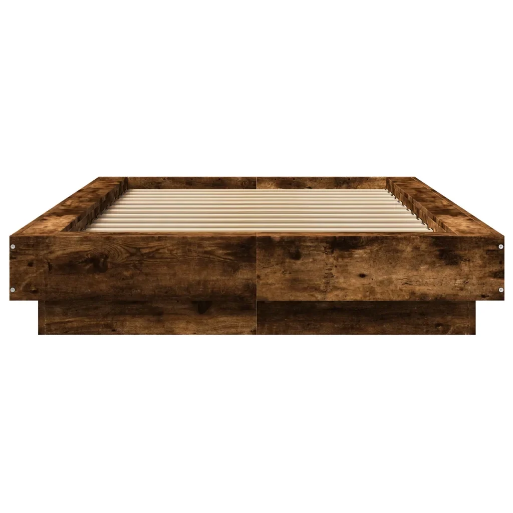 Letto singolo | Letto per adulti | Giroletto con Luci LED Rovere Fumo 100x200 cm Legno Multistrato - Image 5