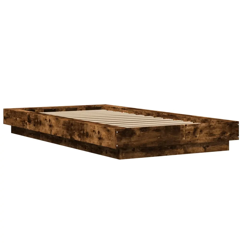 Letto singolo | Letto per adulti | Giroletto con Luci LED Rovere Fumo 100x200 cm Legno Multistrato - Image 7