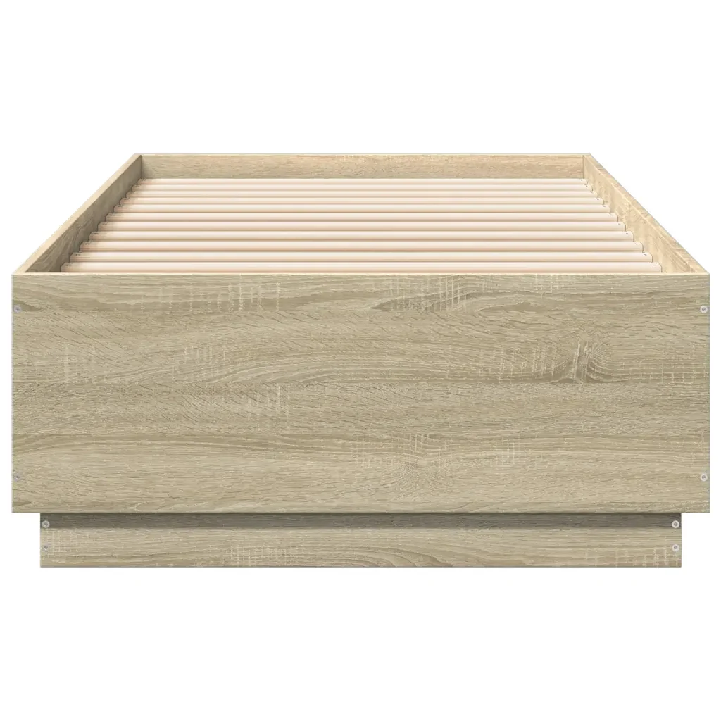 Letto singolo | Letto per adulti | Giroletto con Luci LED Rovere Sonoma 90x200cm Legno Multistrato - Image 6
