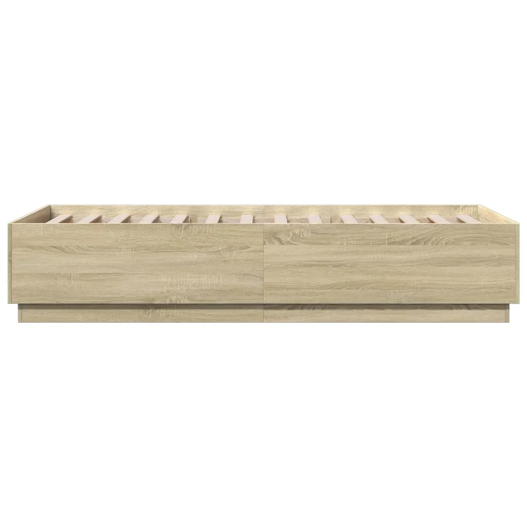 Letto singolo | Letto per adulti | Giroletto con Luci LED Rovere Sonoma 90x200cm Legno Multistrato - Image 7