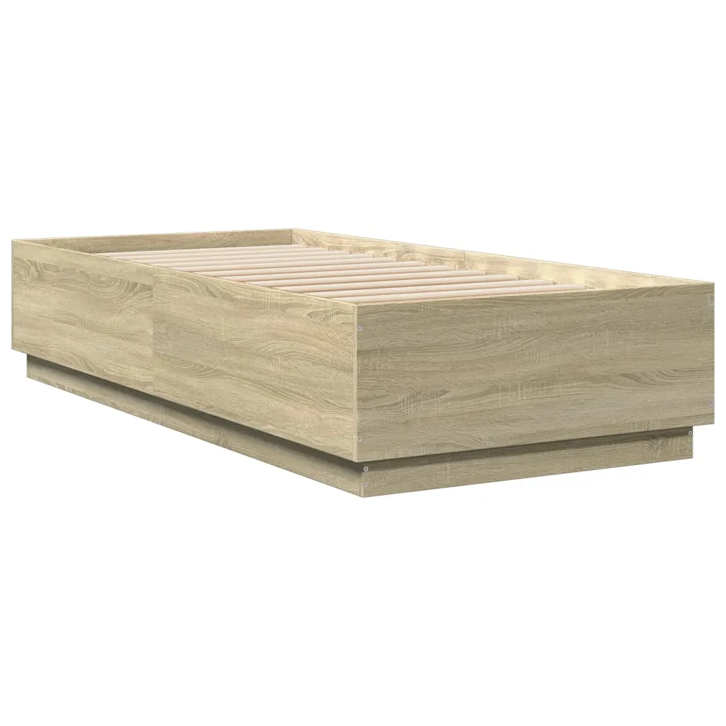 Letto singolo | Letto per adulti | Giroletto con Luci LED Rovere Sonoma 90x200cm Legno Multistrato - Image 8