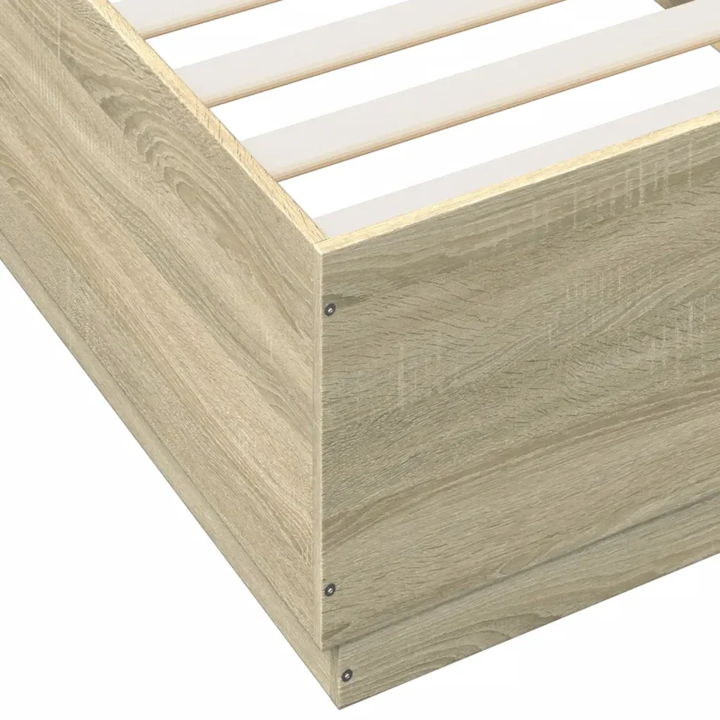 Letto singolo | Letto per adulti | Giroletto con Luci LED Rovere Sonoma 90x200cm Legno Multistrato - Image 9