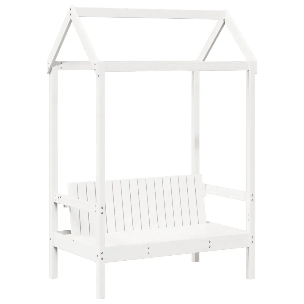 Letto singolo | Letto per adulti | Giroletto con Panca e Tetto Bianco 75x190cm Legno Massello Pino - Image 5