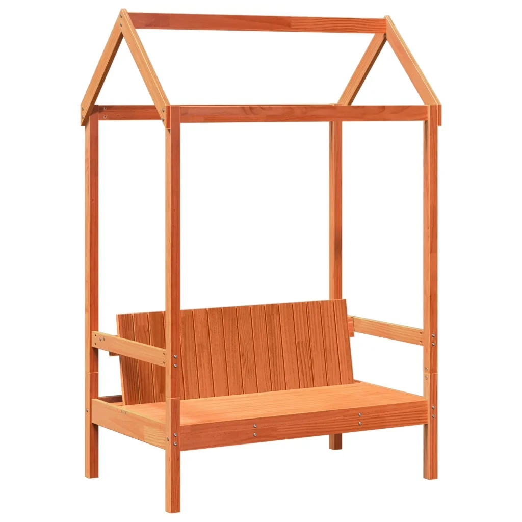 Letto singolo | Letto per adulti | Giroletto con Panca e Tetto Cera 80x200 cm Legno Massello Pino - Image 5