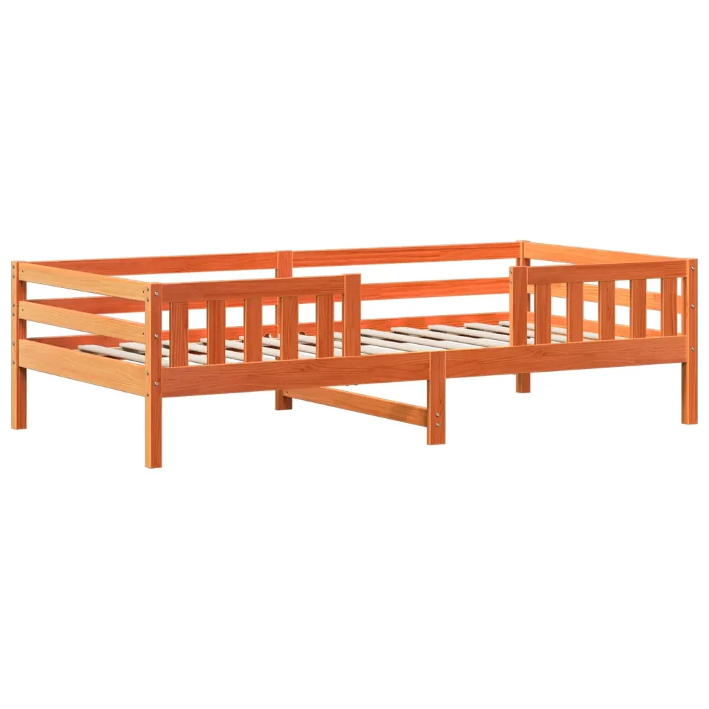Letto singolo | Letto per adulti | Giroletto con Panca e Tetto Cera 80x200 cm Legno Massello Pino - Image 7