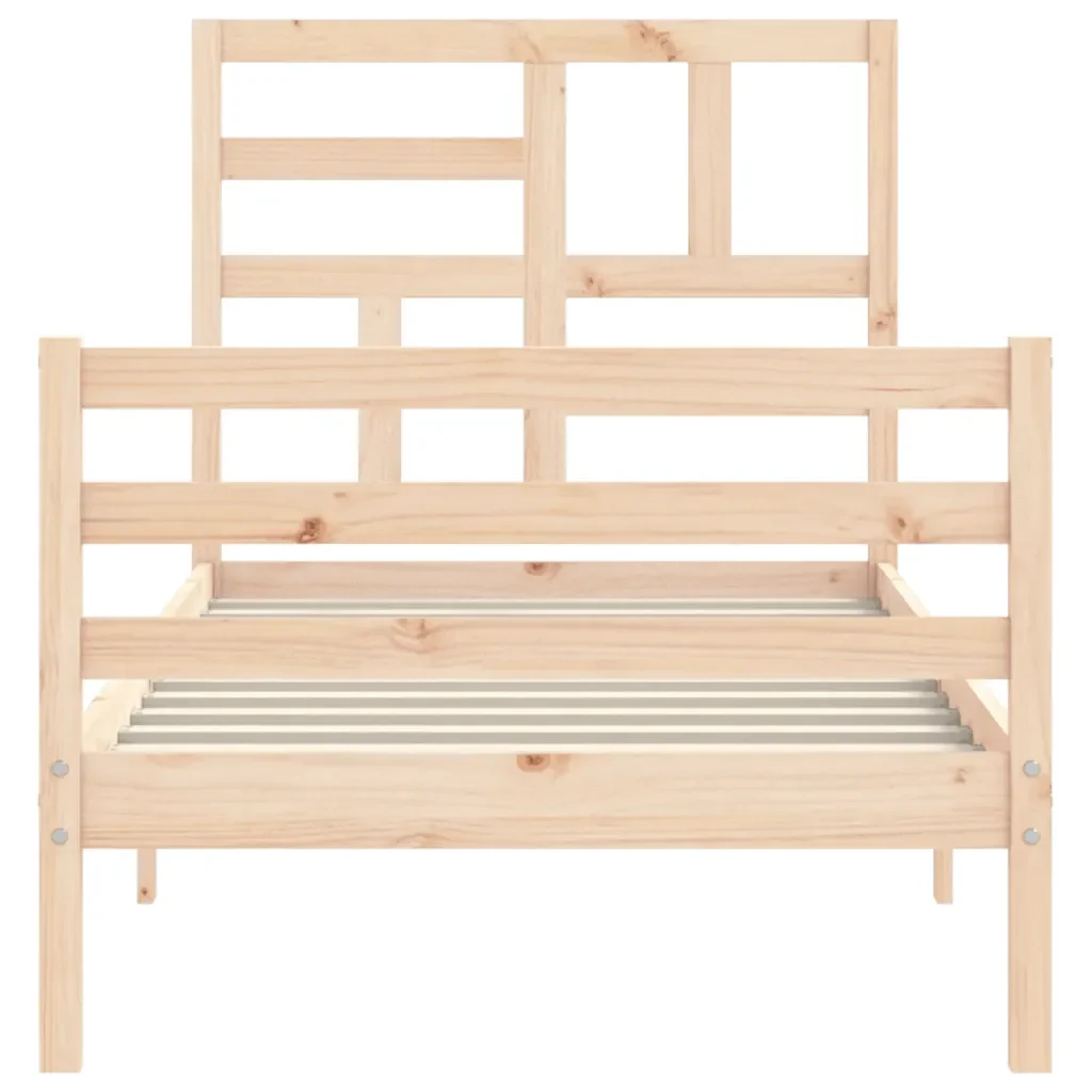 Letto singolo | Letto per adulti | Giroletto con Testiera 100x200 cm in Legno Massello - Image 6