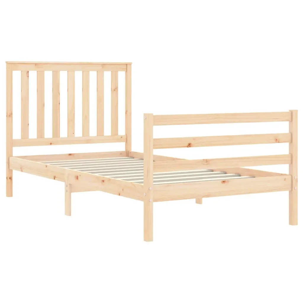 Letto singolo | Letto per adulti | Giroletto con Testiera 100x200 cm in Legno Massello - Image 5