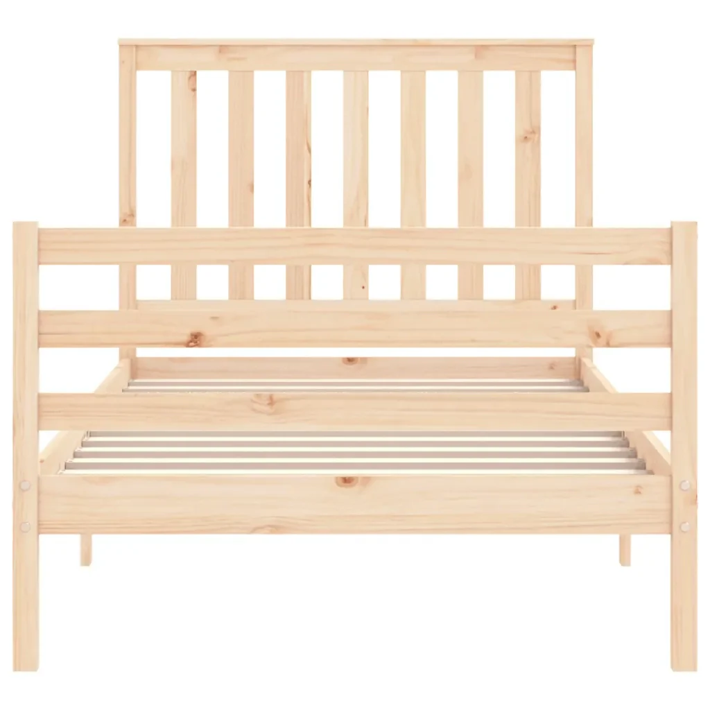 Letto singolo | Letto per adulti | Giroletto con Testiera 100x200 cm in Legno Massello - Image 7