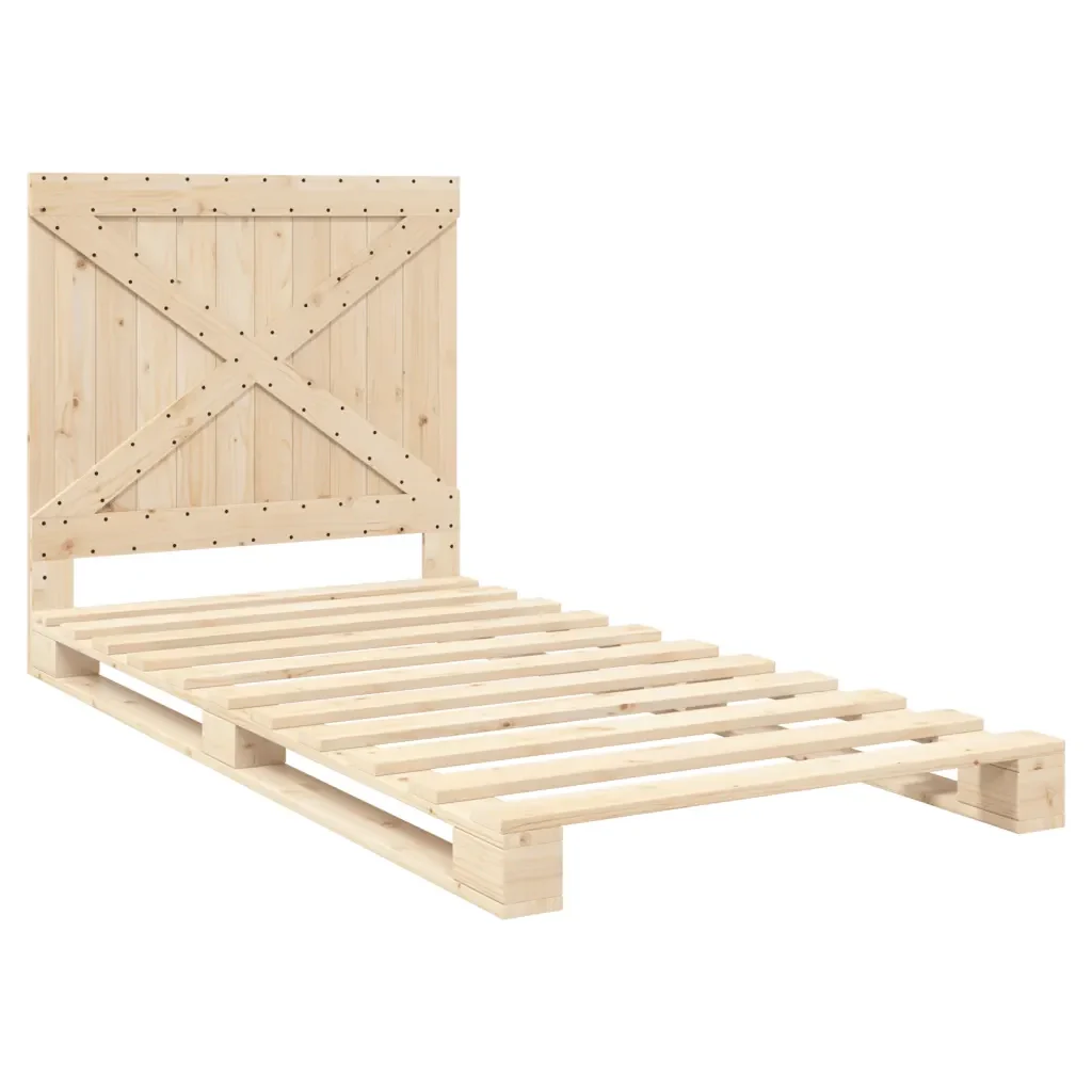 Letto singolo | Letto per adulti | Giroletto con Testiera 100x200 cm Legno Massello di Pino - Image 3