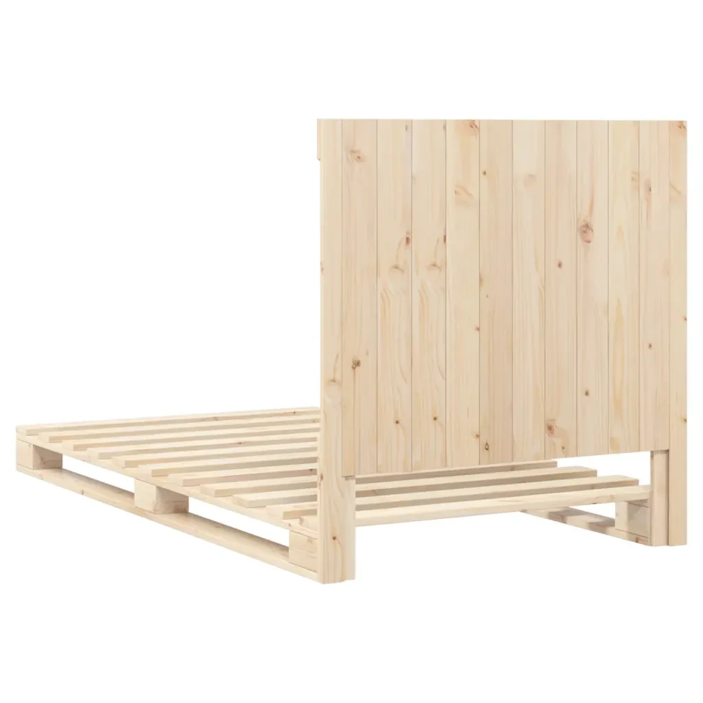 Letto singolo | Letto per adulti | Giroletto con Testiera 100x200 cm Legno Massello di Pino - Image 9