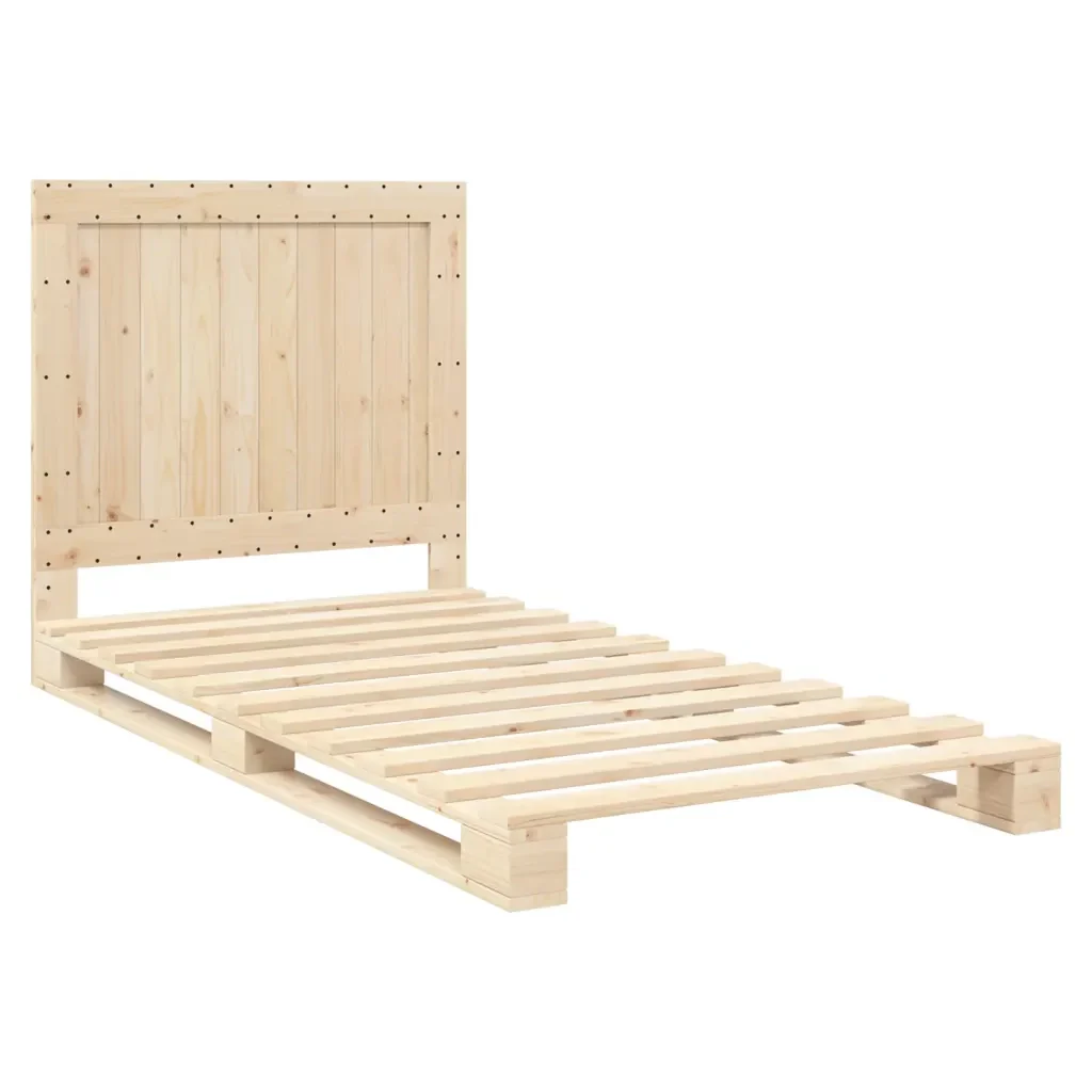 Letto singolo | Letto per adulti | Giroletto con Testiera 100x200 cm Legno Massello di Pino - Image 3