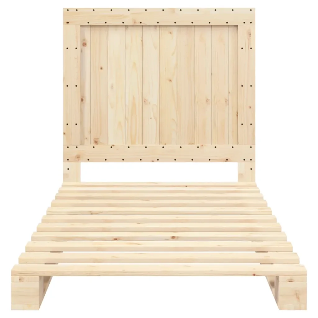 Letto singolo | Letto per adulti | Giroletto con Testiera 100x200 cm Legno Massello di Pino - Image 5