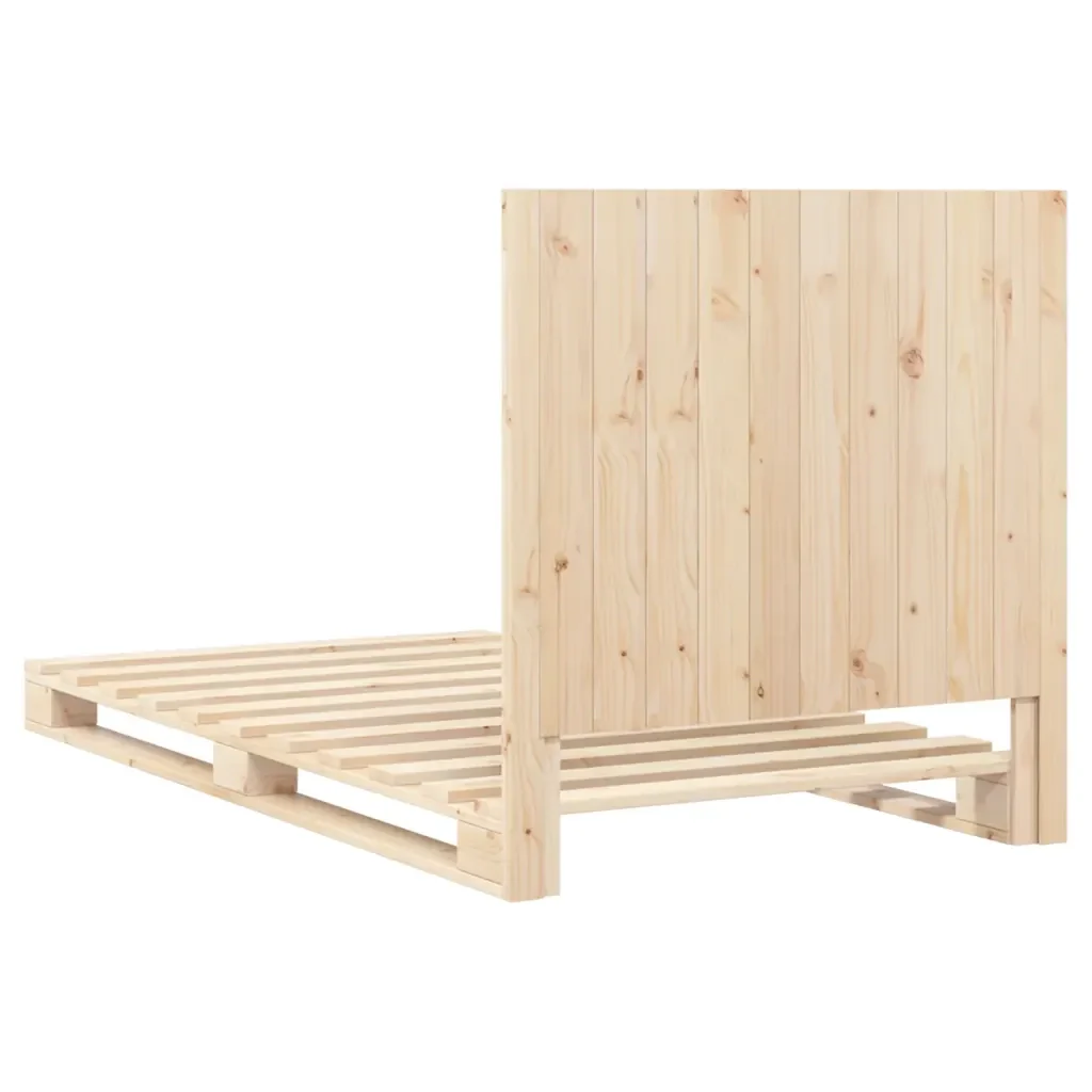 Letto singolo | Letto per adulti | Giroletto con Testiera 100x200 cm Legno Massello di Pino - Image 9