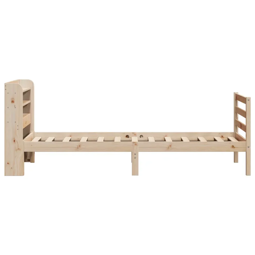 Letto singolo | Letto per adulti | Giroletto con Testiera 100x200 cm Legno Massello di Pino - Image 5
