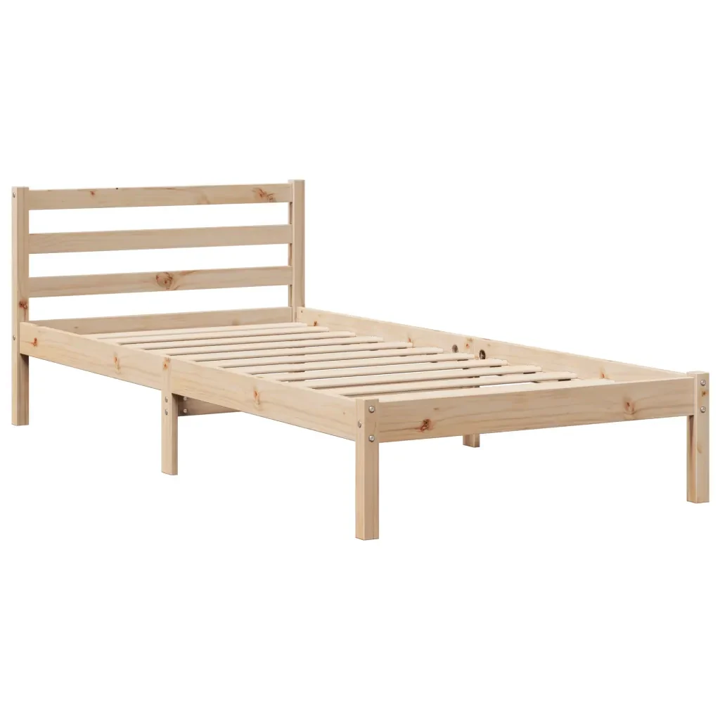 Letto singolo | Letto per adulti | Giroletto con Testiera 100x200 cm Legno Massello di Pino - Image 8