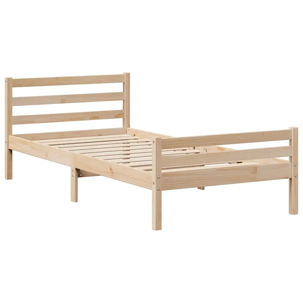 Letto singolo | Letto per adulti | Giroletto con Testiera 100x200 cm Legno Massello di Pino - Image 5