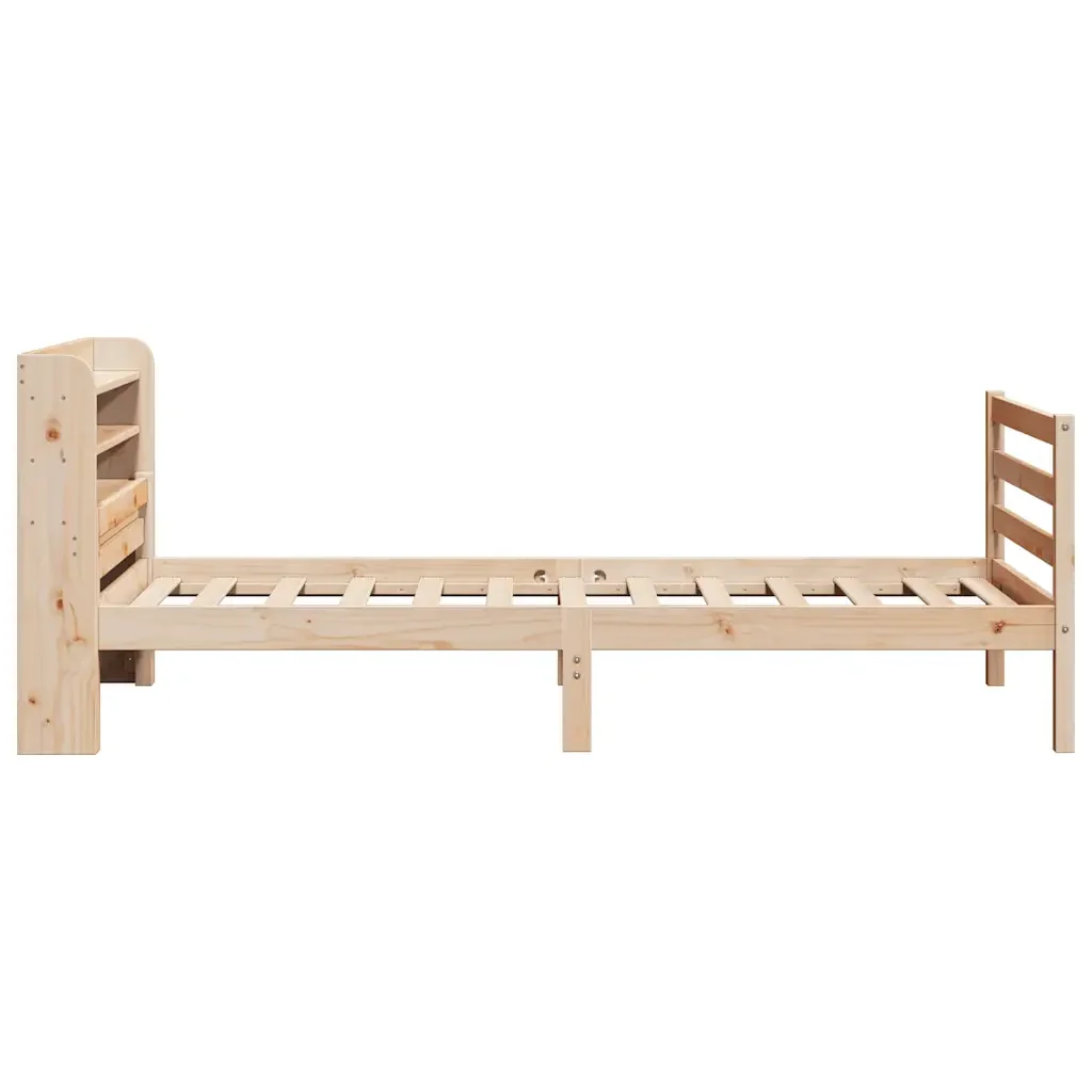 Letto singolo | Letto per adulti | Giroletto con Testiera 100x200 cm Legno Massello di Pino - Image 7