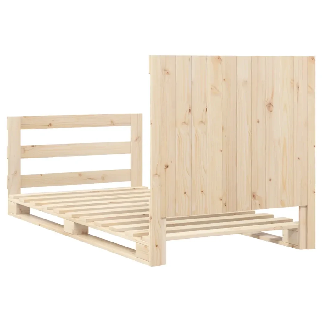 Letto singolo | Letto per adulti | Giroletto con Testiera 100x200 cm Legno Massello di Pino - Image 9