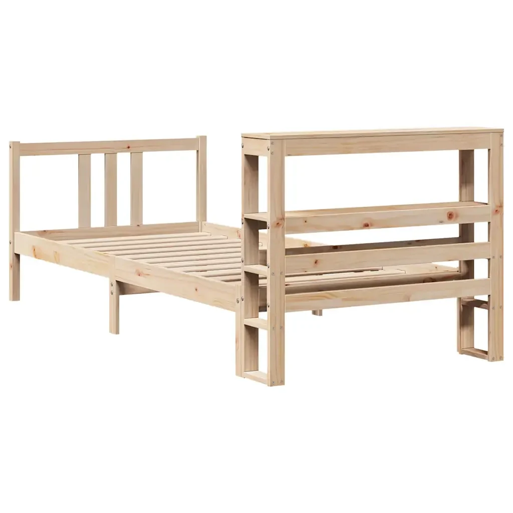 Letto singolo | Letto per adulti | Giroletto con Testiera 75x190 cm in Legno Massello di Pino - Image 6