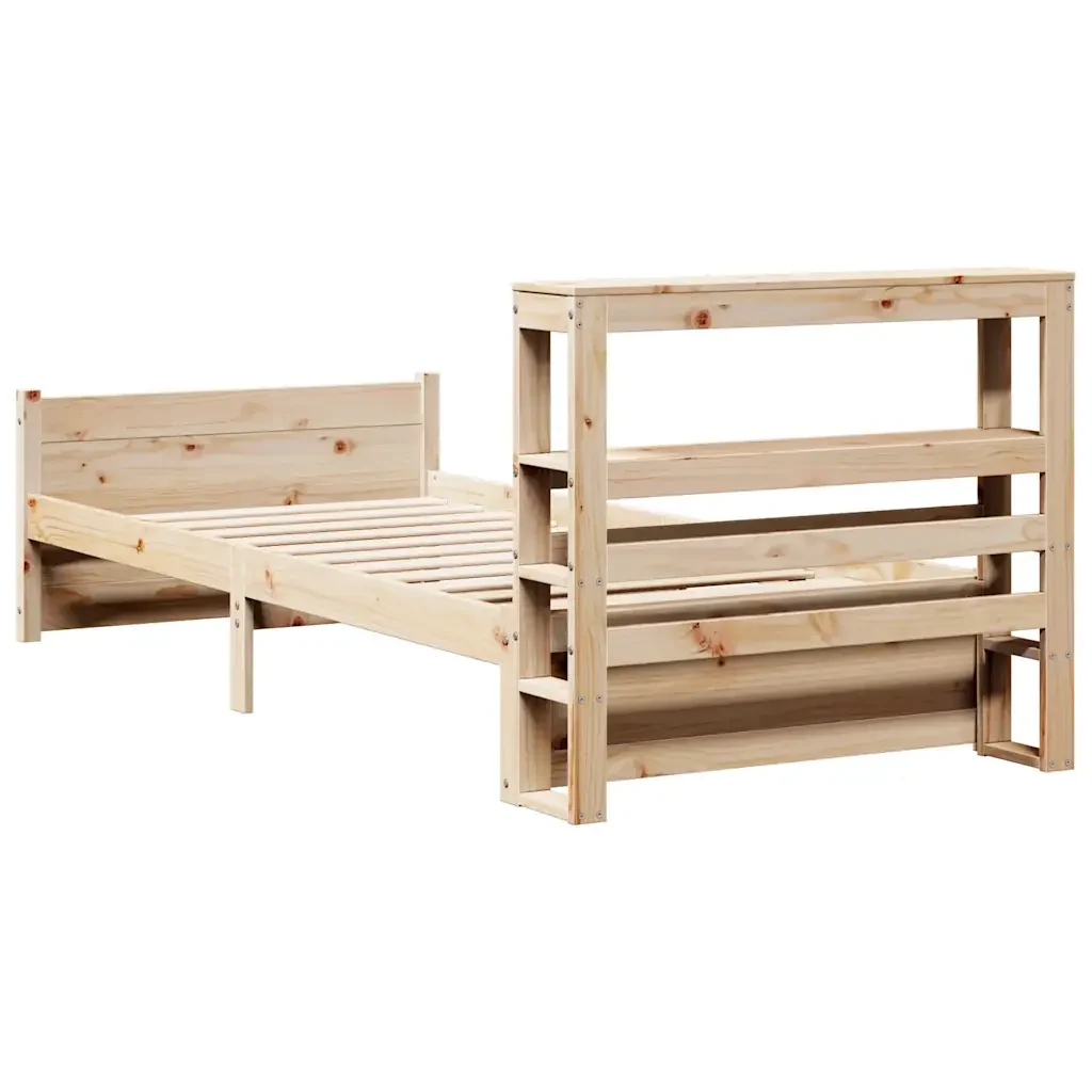 Letto singolo | Letto per adulti | Giroletto con Testiera 75x190 cm in Legno Massello di Pino - Image 8