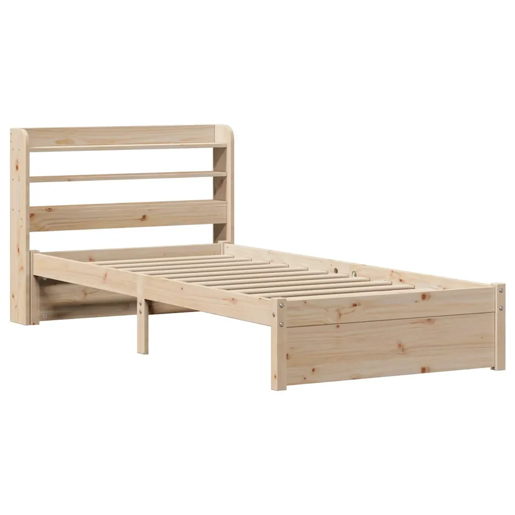 Letto singolo | Letto per adulti | Giroletto con Testiera 75x190 cm in Legno Massello di Pino - Image 3