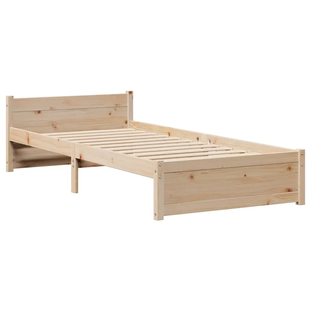 Letto singolo | Letto per adulti | Giroletto con Testiera 75x190 cm in Legno Massello di Pino - Image 5
