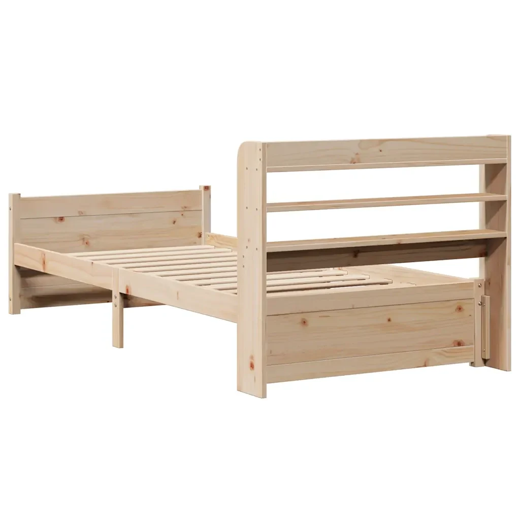 Letto singolo | Letto per adulti | Giroletto con Testiera 75x190 cm in Legno Massello di Pino - Image 8