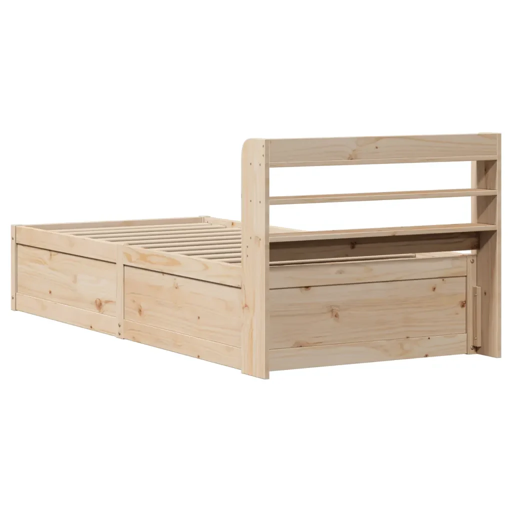 Letto singolo | Letto per adulti | Giroletto con Testiera 75x190 cm in Legno Massello di Pino - Image 8