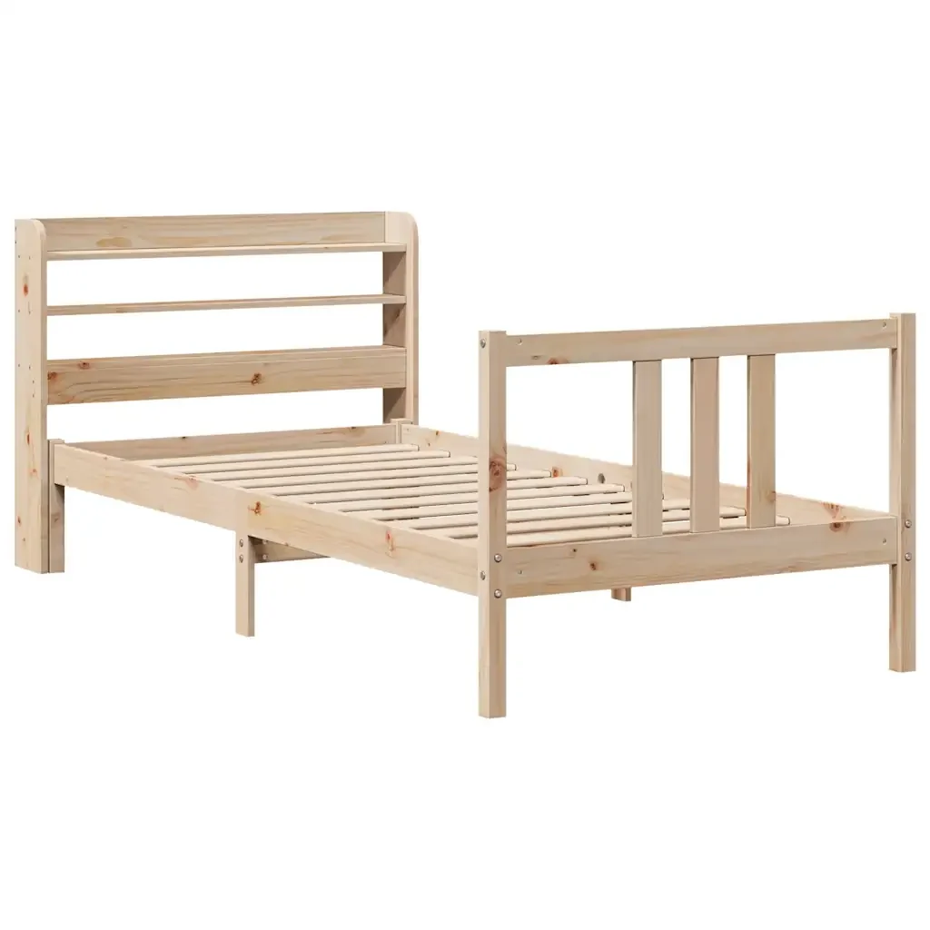 Letto singolo | Letto per adulti | Giroletto con Testiera 90x190 cm in Legno Massello di Pino - Image 3