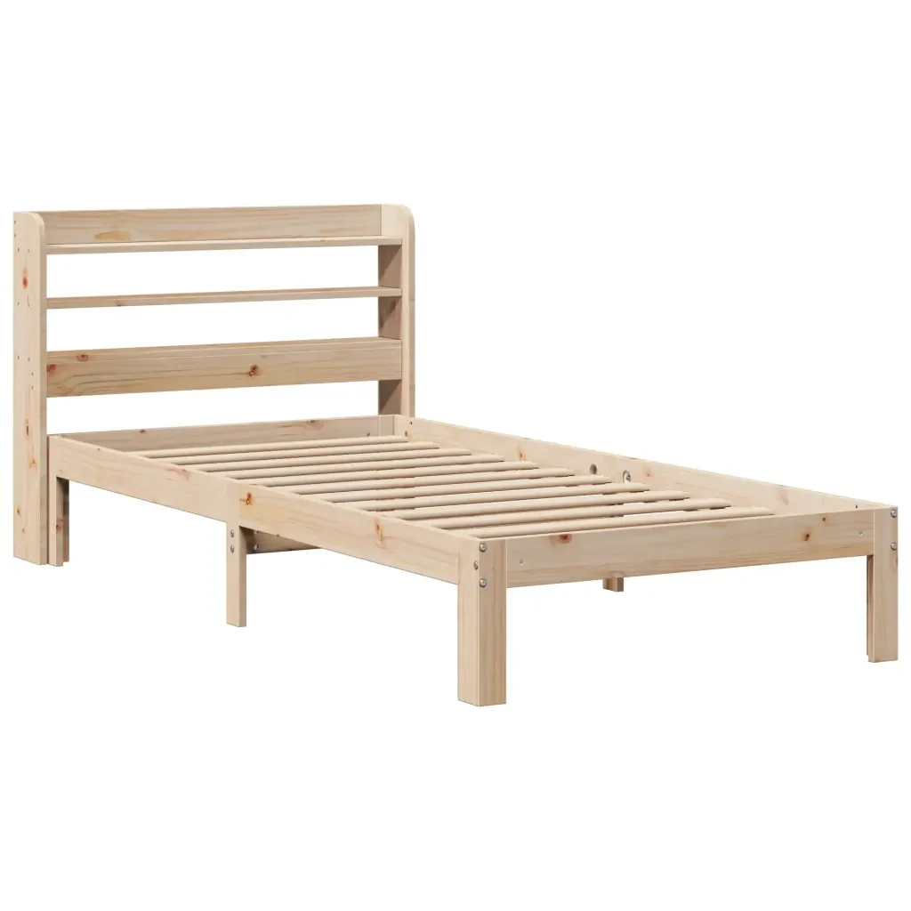 Letto singolo | Letto per adulti | Giroletto con Testiera 90x190 cm in Legno Massello di Pino - Image 4