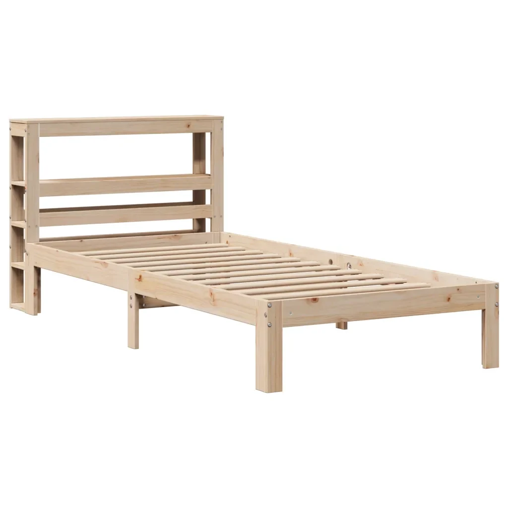 Letto singolo | Letto per adulti | Giroletto con Testiera 90x190 cm in Legno Massello di Pino - Image 3