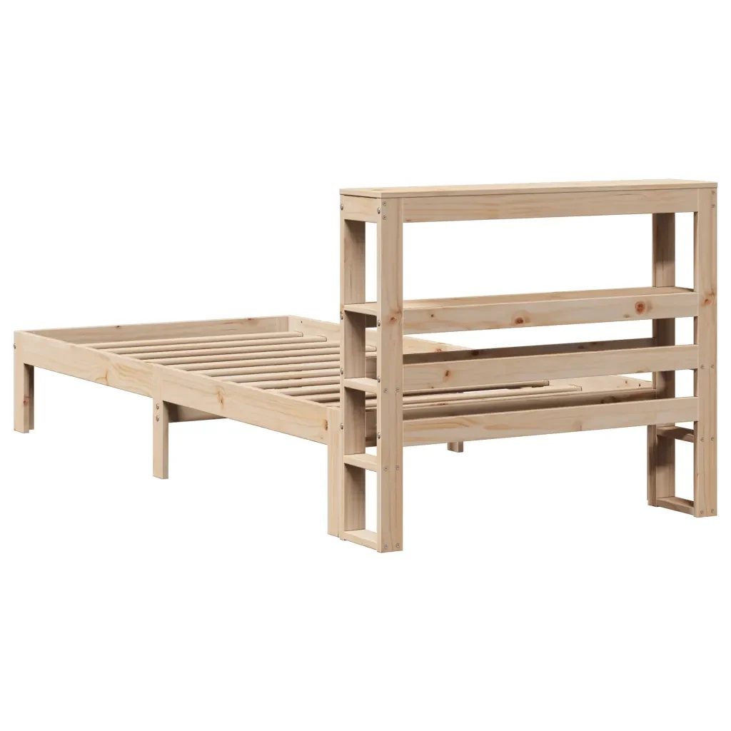 Letto singolo | Letto per adulti | Giroletto con Testiera 90x200 cm in Legno Massello di Pino - Image 6
