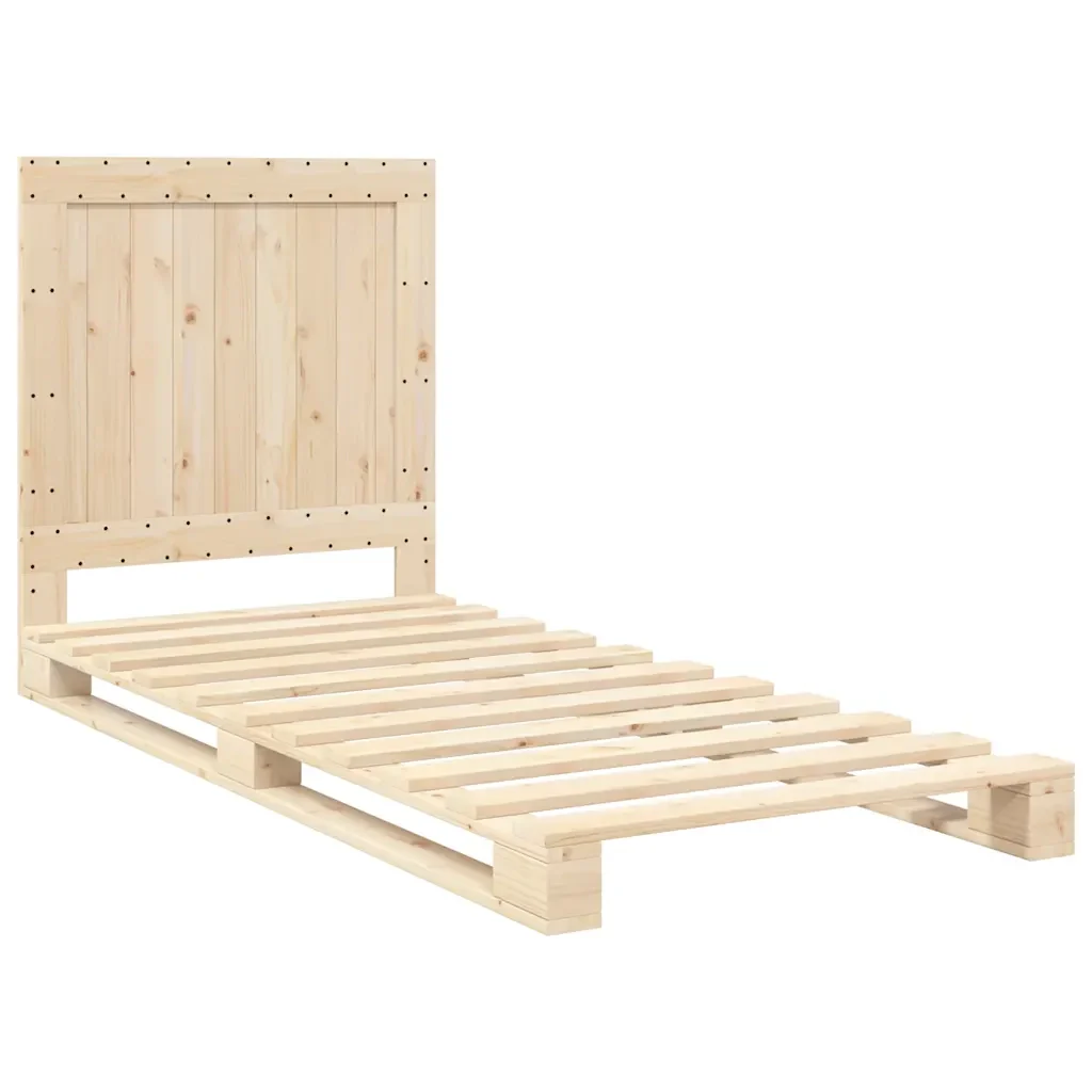 Letto singolo | Letto per adulti | Giroletto con Testiera 90x200 cm in Legno Massello di Pino - Image 4