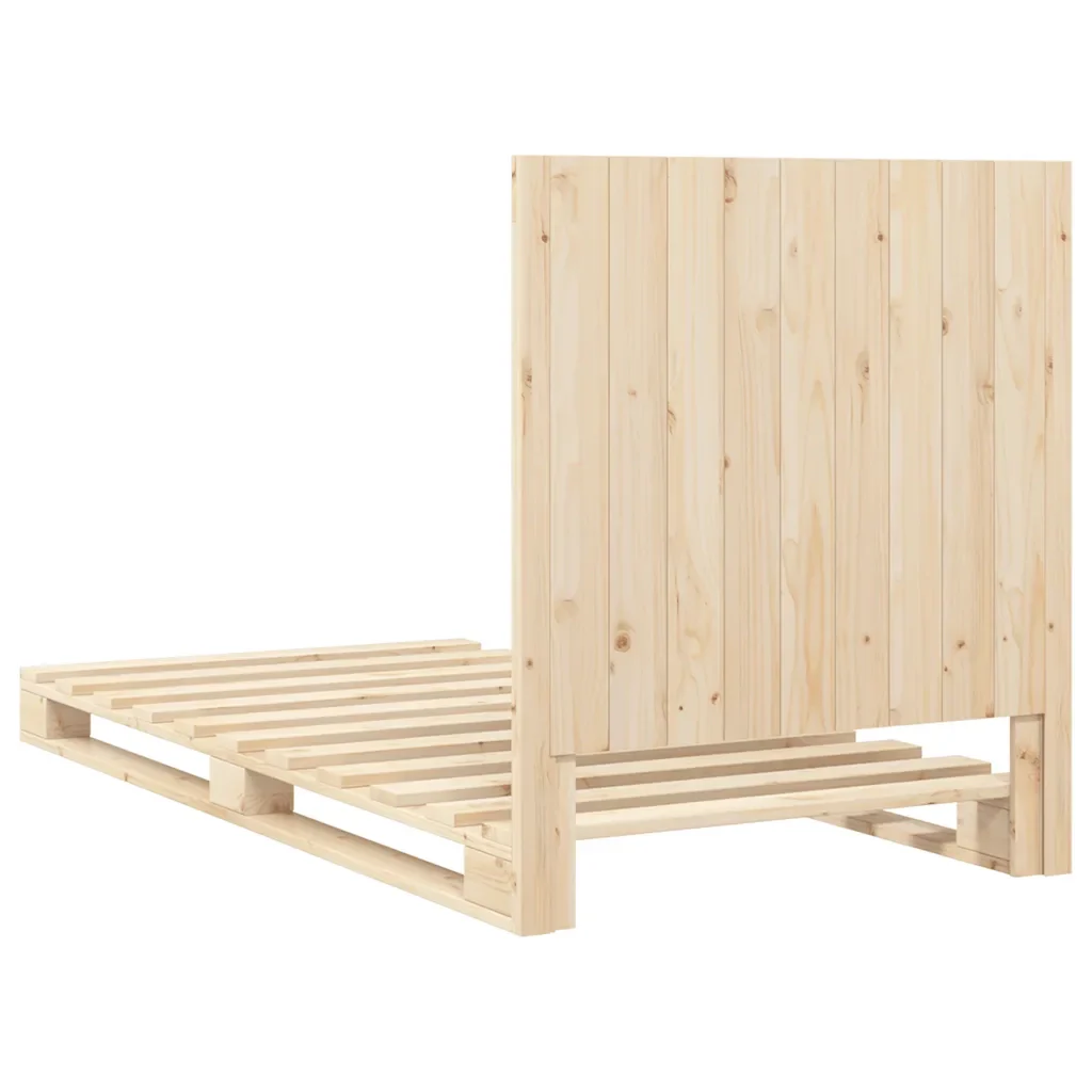 Letto singolo | Letto per adulti | Giroletto con Testiera 90x200 cm in Legno Massello di Pino - Image 9