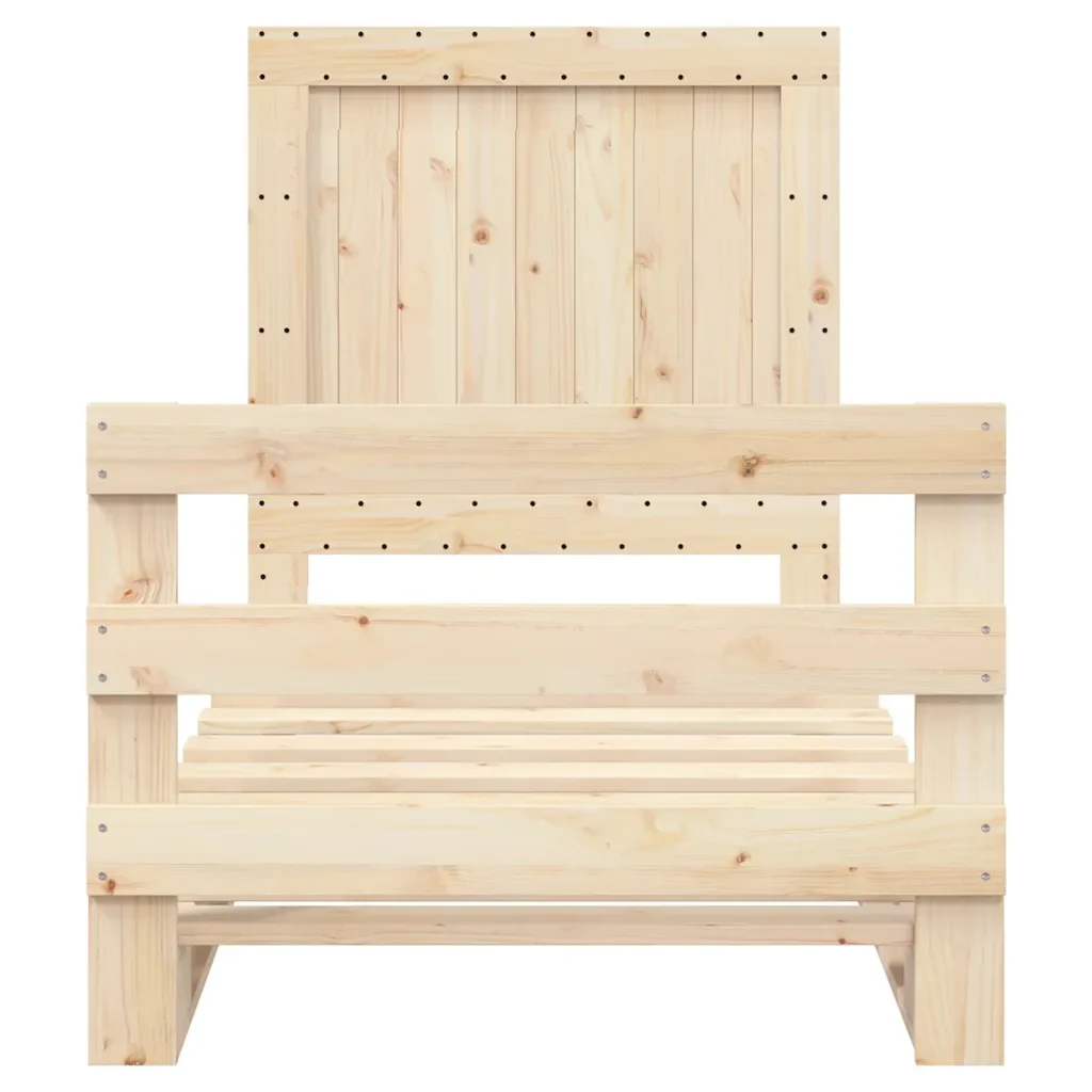 Letto singolo | Letto per adulti | Giroletto con Testiera 90x200 cm in Legno Massello di Pino - Image 5