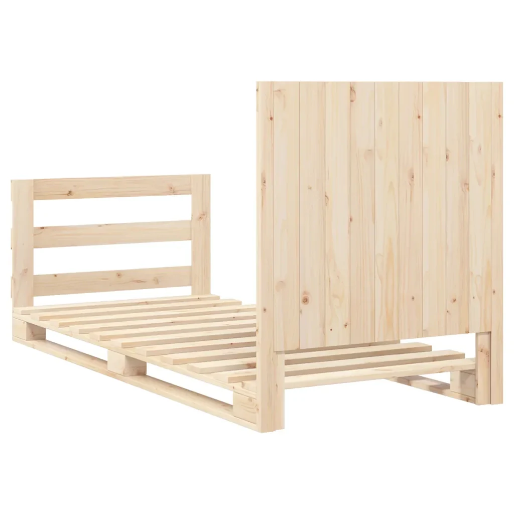 Letto singolo | Letto per adulti | Giroletto con Testiera 90x200 cm in Legno Massello di Pino - Image 9