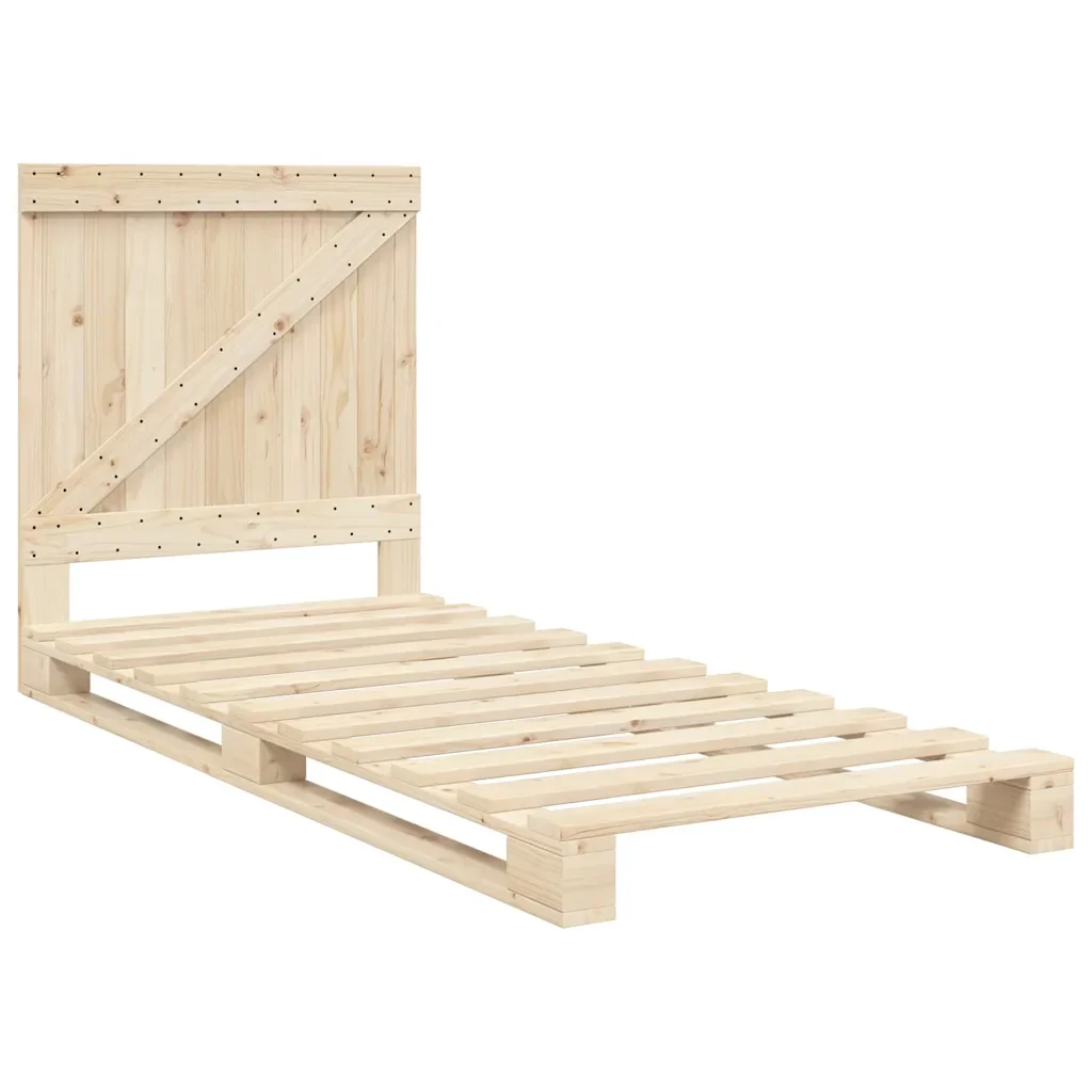 Letto singolo | Letto per adulti | Giroletto con Testiera 90x200 cm in Legno Massello di Pino - Image 4
