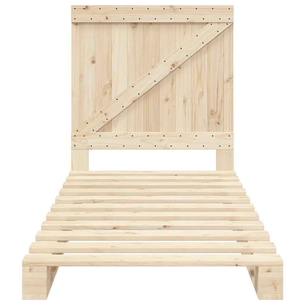 Letto singolo | Letto per adulti | Giroletto con Testiera 90x200 cm in Legno Massello di Pino - Image 5