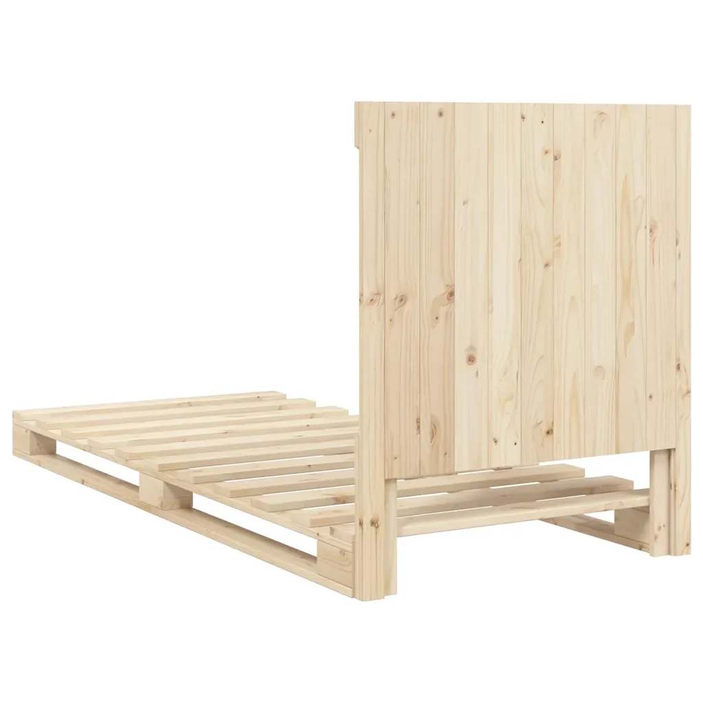 Letto singolo | Letto per adulti | Giroletto con Testiera 90x200 cm in Legno Massello di Pino - Image 9