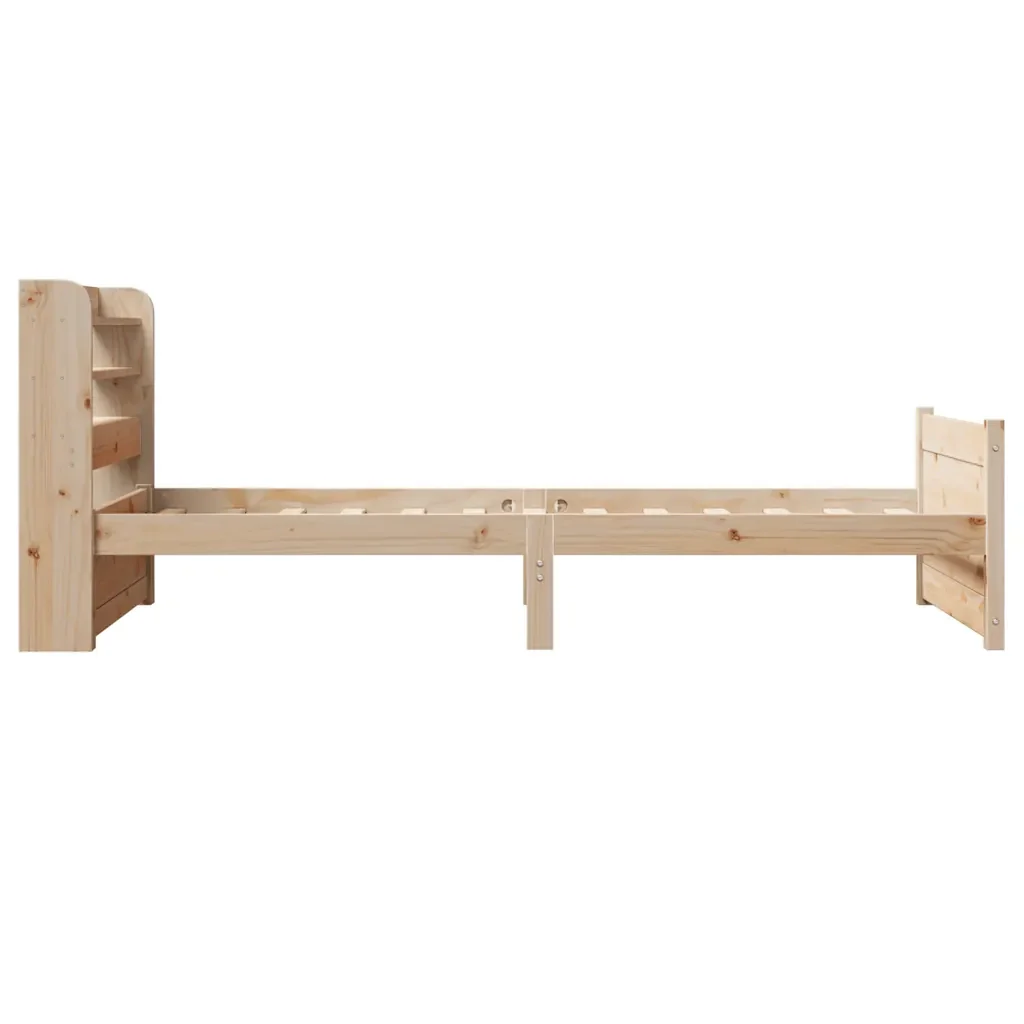 Letto singolo | Letto per adulti | Giroletto con Testiera 90x200 cm in Legno Massello di Pino - Image 7